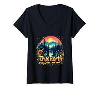 Womens Christian Summer True North VBS 2025 Trusting Jesus Camp V-Neck T-Shirt