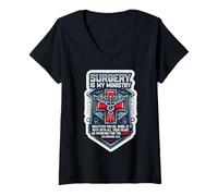 Womens Christian Surgeon Surgery is My Ministry Jesus Bible Verse V-Neck T-Shirt