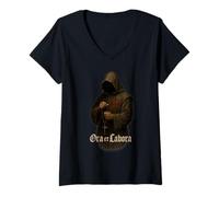 Womens Christian Templar Monk: Ora et labora V-Neck T-Shirt