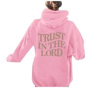 Womens Christian Trust In The Lord Graphic Hoodies Y2K Jesus Hooded with Hood Sweatshirts I Love Jesus Backwoods Fall Long Sleeve Clothes Cartoon Religious Jesus Saves Pullover Cute Pink