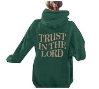 Womens Christian Trust In The Lord Graphic Hoodies Y2K Jesus Hooded with Hood Sweatshirts I Love Jesus Backwoods Fall Long Sleeve Clothes Cartoon Religious Jesus Saves Pullover Cute Dark Green