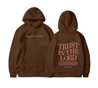 Womens Christian Trust In The Lord Pullover Hoodies Long Sleeve Trendy Jesus Loose Fit Thin with Hood God Clothes for Teens Letter Fleece Lined Graphic Hooded Anime Sweaters Faith Coffee