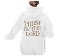 Womens Christian Trust In The Lord Thin Hoodies Workou Jesus Long Sleeve with Hood Sweatshirts Faith Funny Fall Graphic Hooded Outfits Vintage God I Love Jesus Pullover Comfort Soft White