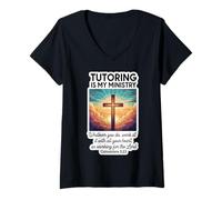 Womens Christian Tutor Turoring is My Ministry Voluntary Teacher V-Neck T-Shirt