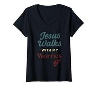 Womens Christian Wife Anxiety Faith Mental Health Grace Jesus V-Neck T-Shirt