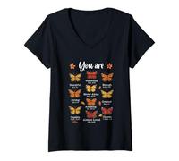 Womens Christian You Are Butterflies Fall Vibes Religious Bible V-Neck T-Shirt