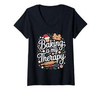 Womens Christmas Baking Humor for Bakers and Cookie Fans V-Neck T-Shirt