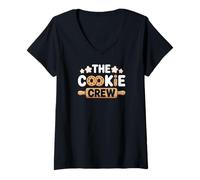 Women's Christmas Baking The Cookie Crew Family Squad V-Neck T-Shirt