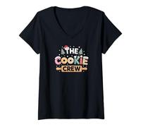 Women's Christmas Baking The Cookie Crew Family Squad V-Neck T-Shirt