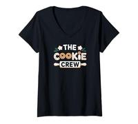 Women's Christmas Baking The Cookie Crew Family Squad V-Neck T-Shirt