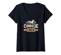 Women's Christmas Baking The Cookie Crew Family Squad V-Neck T-Shirt