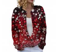 Womens Christmas Cardigan Novelty Xmas Snowflake Graphic Cable Knit Sweaters Ladies Long Sleeve Jumper Classy Xmas Gift Loose Soft Lounge Wear Jackets for Holiday Party Tunic (Wine, L)