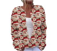 Women's Christmas Cardigans Knitted Cozy Cardigans Sweaters Oversized Jumpers Christmas Tree Printed Long Sleeve Button Jacket Novelty Xmas Elk Graphic Jackets Autumn Winter Thermal Ladies Tops S-5XL