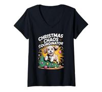 Womens Christmas Chaos Coordinator Xmas Dog Puppy Funny Cockapoo V-Neck T-Shirt
