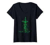 Womens Christmas Christian Star Jesus Cool Stylized Christmas Tree V-Neck T-Shirt