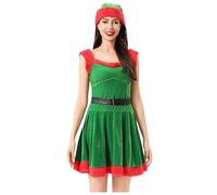Women's Christmas Costume,Mrs Santa Claus Costume Dressing Up Outfits Adults Ladies Dress Size 18 Fairy Adult Women Xmas Fancy For Plus Long Sleeve Print Festive (b#Green,M)
