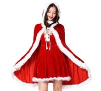 Womens Christmas Costume Sets,Deluxe Mrs Claus Xmas Outfit Cosplay Dress Snowman Printed Cute Long Sleeve Flared A-Line Swing Mother Plus Size Fancy For Party (B#Red,One Size)