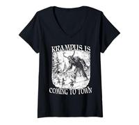 Womens Christmas Demon Krampus Perchtenlauf T Bartl Krampus Costume V-Neck T-Shirt