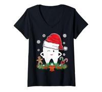 Women's Christmas Dental Assistant Dentist Santa Thooth Advent Gift V-Neck T-Shirt