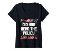 Womens Christmas Did You Read The Policy Ugly Office Party Sweater V-Neck T-Shirt