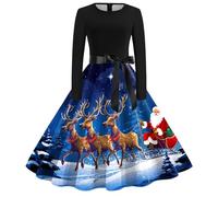 Womens Christmas Dress, 1950s Dresses for Women Novelty Xmas Dresses V-Neck/round Neck Flared Pleated a Line 1950s Swing Dress Novelty Christmas Dress Holiday Christmas Women Dress