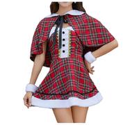 women's Christmas dress Christmas Suit Party Play Santa Costume Cute Girl Wrap Chest Hanging(Red,L)