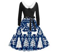 Women's Christmas Dresses, High Waist Smooth Swing Dress Women's Red White Elegant Sexy New Year's Eve Dresses Plus Size Santa Dress Maxi Women UK Christmas Fancy Costumes Mrs Outfit for Women
