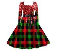 Womens Christmas Dresses UK Jumper Dress for Women Print Sparkly Party Plus Size Casual Fancy Ideas Tree Up Adult Jumpers Long Brick Red