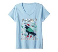 Womens Christmas F-Caw-F Crow I'm Feeling Jolly V-Neck T-Shirt