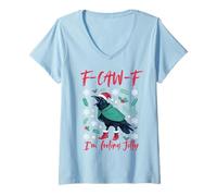 Womens Christmas F-Caw-F Crow I'm Feeling Jolly V-Neck T-Shirt