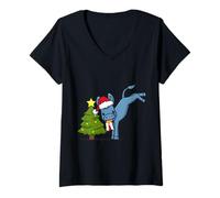 Womens Christmas Guernsey Donkey V-Neck T-Shirt