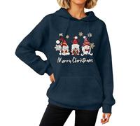 Women's Christmas Hoodie UK Ladies Waffle Hooded Pullover Gnome Sweatshirt Xmas Drawstring Hoodies Snowflakes Tunic Tops Novelty Jumpers Activewear Party Costumes Present for Her