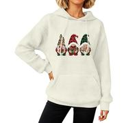 Women's Christmas Hoodie UK Ladies Waffle Hooded Pullover Gnome Sweatshirt Xmas Drawstring Hoodies Snowflakes Tunic Tops Novelty Jumpers Activewear Party Costumes Present for Her
