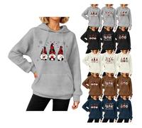 Women's Christmas Hoodie UK Ladies Waffle Hooded Pullover Gnome Sweatshirt Xmas Drawstring Hoodies Snowflakes Tunic Tops Novelty Jumpers Activewear Party Costumes Present for Her