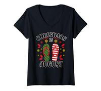 Women's Christmas in August Love Summer Holiday V-Neck T-Shirt