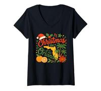 Womens Christmas in Orlando Florida Holiday Travel Tourist Souvenir V-Neck T-Shirt