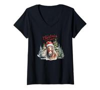 Womens Christmas in The Barn Horse Holiday Magic V-Neck T-Shirt