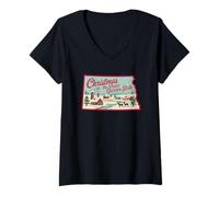 Womens Christmas in The Peace Garden State V-Neck T-Shirt