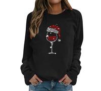 Women's Christmas Jumper - Basic Blouse Pullover V-Neck Jumper - Size 16 UK - Clearance Wool Winter Vest - Duplex Print Long Tops - Striped