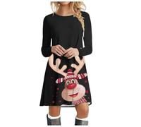 Women's Christmas Jumper Dress Snowman Pattern Long Sleeve Sweatshirts with Pockets Halloween Sweater Dress Christmas Jumpers for Women Novelty Reindeer Knitted Ladies Xmas Xmas Jumpers for Women UK