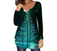 Women's Christmas Jumper UK Sale Clearance Ladies Funny Santa Claus Sweatshirts Long Sleeve T-Shirts Xmas Tunic Tops Christmas Tree Pullover Snowflakes Blouse Flowy Henley Tshirt Streetwear