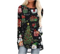 Women's Christmas Jumper UK Sale Clearance, Ladies Xmas Sweatshirts Long Sleeve Pullover Reindeer Santa Claus Tops Novelty Funny Blouse Oversized T Shirts Snowman Snowflakes Sweatshirt Party Costume