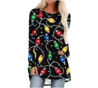 Women's Christmas Jumper UK Sale Clearance, Ladies Xmas Sweatshirts Long Sleeve Pullover Reindeer Santa Claus Tops Novelty Funny Blouse Oversized T Shirts Snowman Snowflakes Sweatshirt Party Costume