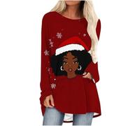 Women's Christmas Jumper UK Sale Clearance, Ladies Xmas Sweatshirts Long Sleeve Pullover Reindeer Santa Claus Tops Novelty Funny Blouse Oversized T Shirts Snowman Snowflakes Sweatshirt Party Costume