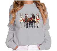 Women's Christmas Jumper with Festive Horses - Sweatshirt for Riders and Horse Lovers, Cute Top for the Advent Season, style_z01 gray, S