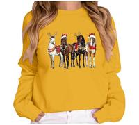 Women's Christmas Jumper with Festive Horses - Sweatshirt for Riders and Horse Lovers, Cute Top for the Advent Season, style_z04 yellow, S