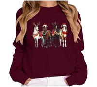 Women's Christmas Jumper with Festive Horses - Sweatshirt for Riders and Horse Lovers, Cute Top for the Advent Season, Style_z03 Wine Red, XXL