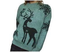Womens Christmas Jumpers, Christmas Sweaters for Women, Crew Neck Knitted Jumper Tops Stylish Alpaca Fair Isle Winter Jumpers Ladies Xmas Jumpers Funny Xmas Jumpers Novelty Pullover Sweater