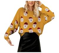 Womens Christmas Jumpers, Christmas Sweaters for Women, Crew Neck Knitted Jumper Tops Stylish Alpaca Fair Isle Winter Jumpers Xmas Jumpers Funny Xmas Jumpers Pullover Tops Knitwear