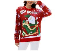 Women's Christmas Jumpers, Christmas Sweaters for Women, Knitted Crew Neck Reindeer Rudolf Snowflakes Christmas Xmas Knitted Jumpers Xmas Jumpers Christmas Jumpers Ladies Winter Pullover